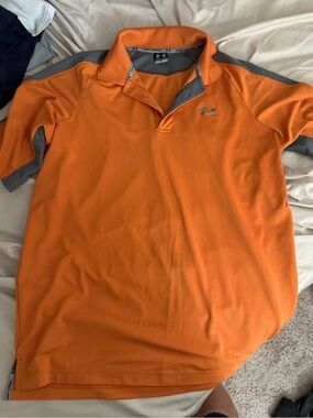 Under Armour Men’s Orange Polo with Gray Accents
